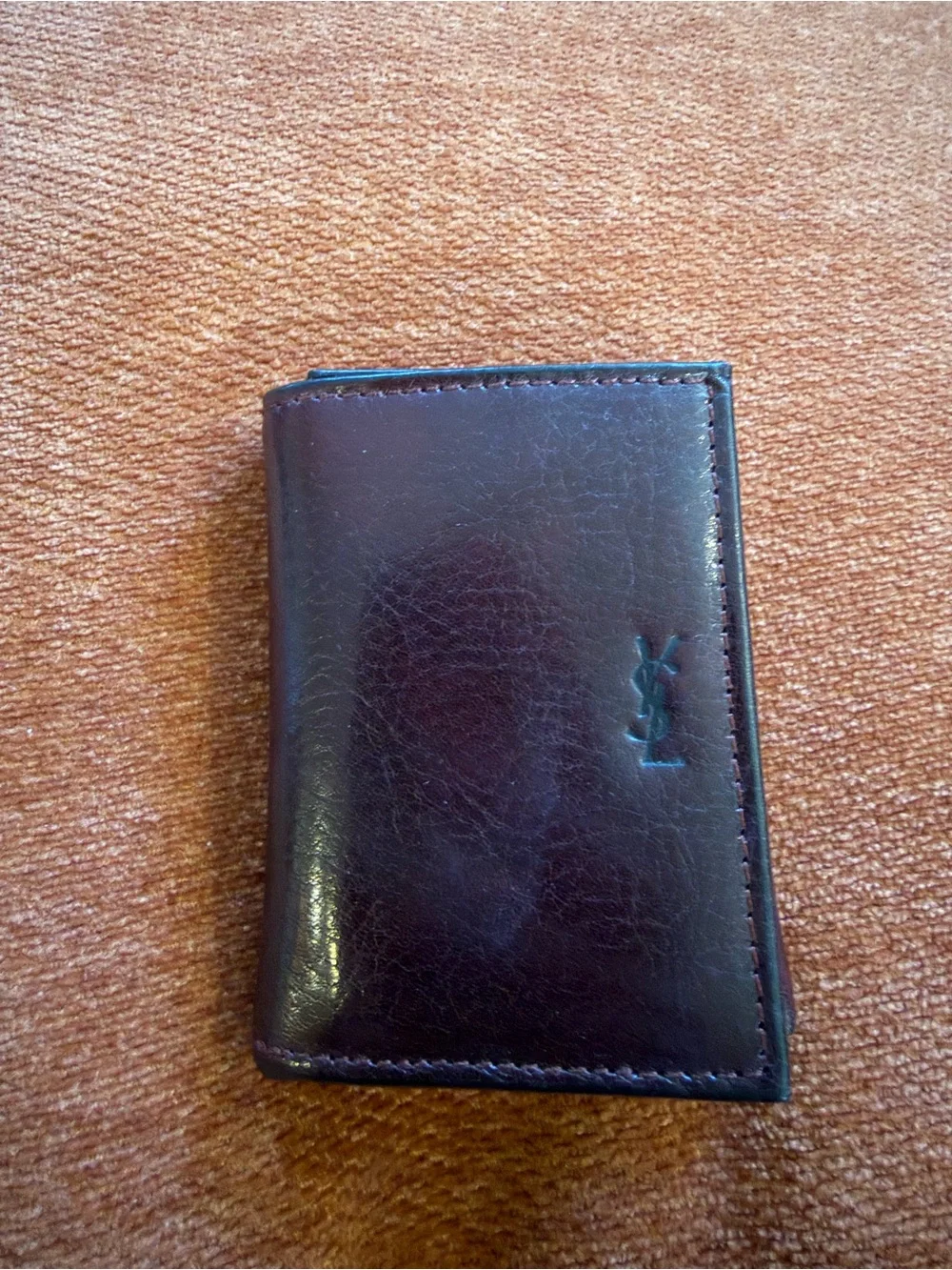 Yves Saint Laurent Men's Money Clip Card Wallet - Dark Brown